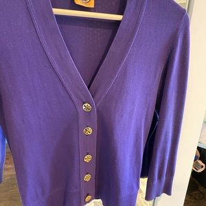 Tory Burch Purple shrunken cardigan 3/4 sleeves